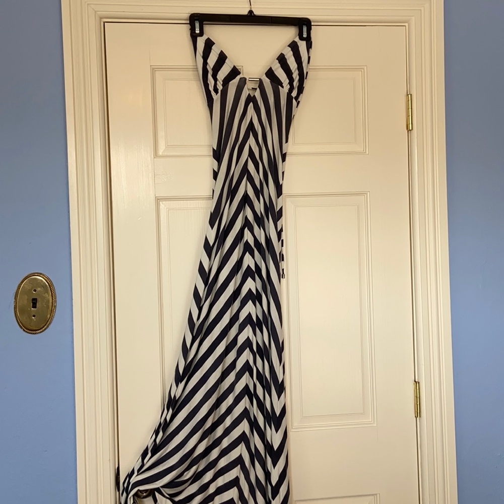 Navy & White Stripped Sexy Maxi Dress
